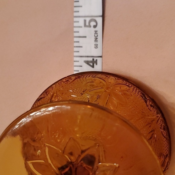 Vintage Tiara Crystal Low Sherbert Set of 4 Sandwich Pattern Amber Indiana Glass - Picture 6 of 7